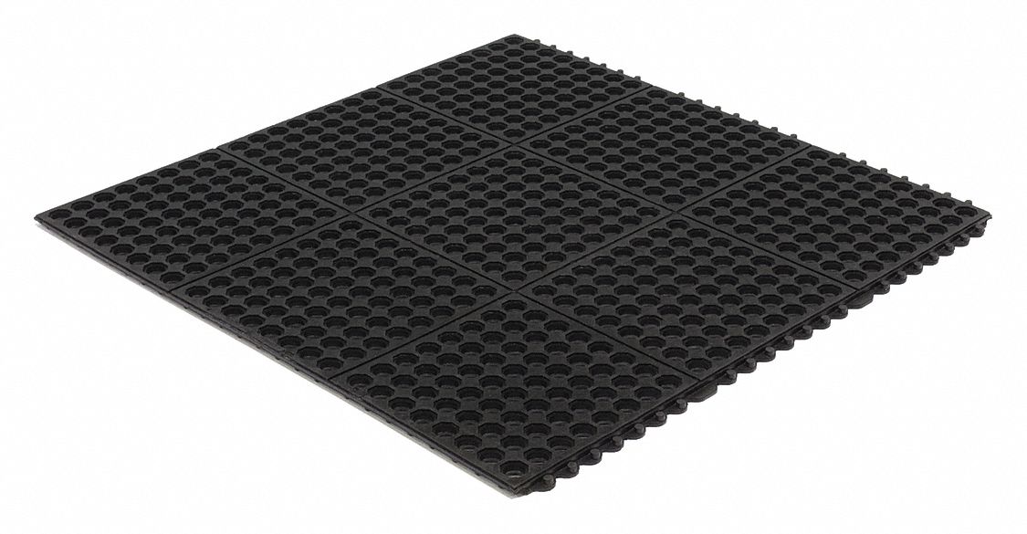 STAND EASY PREMIER OPEN TOP MAT, RUBBER SURFACE, 3 X 3 FT, ⅝ IN THICK, BLACK