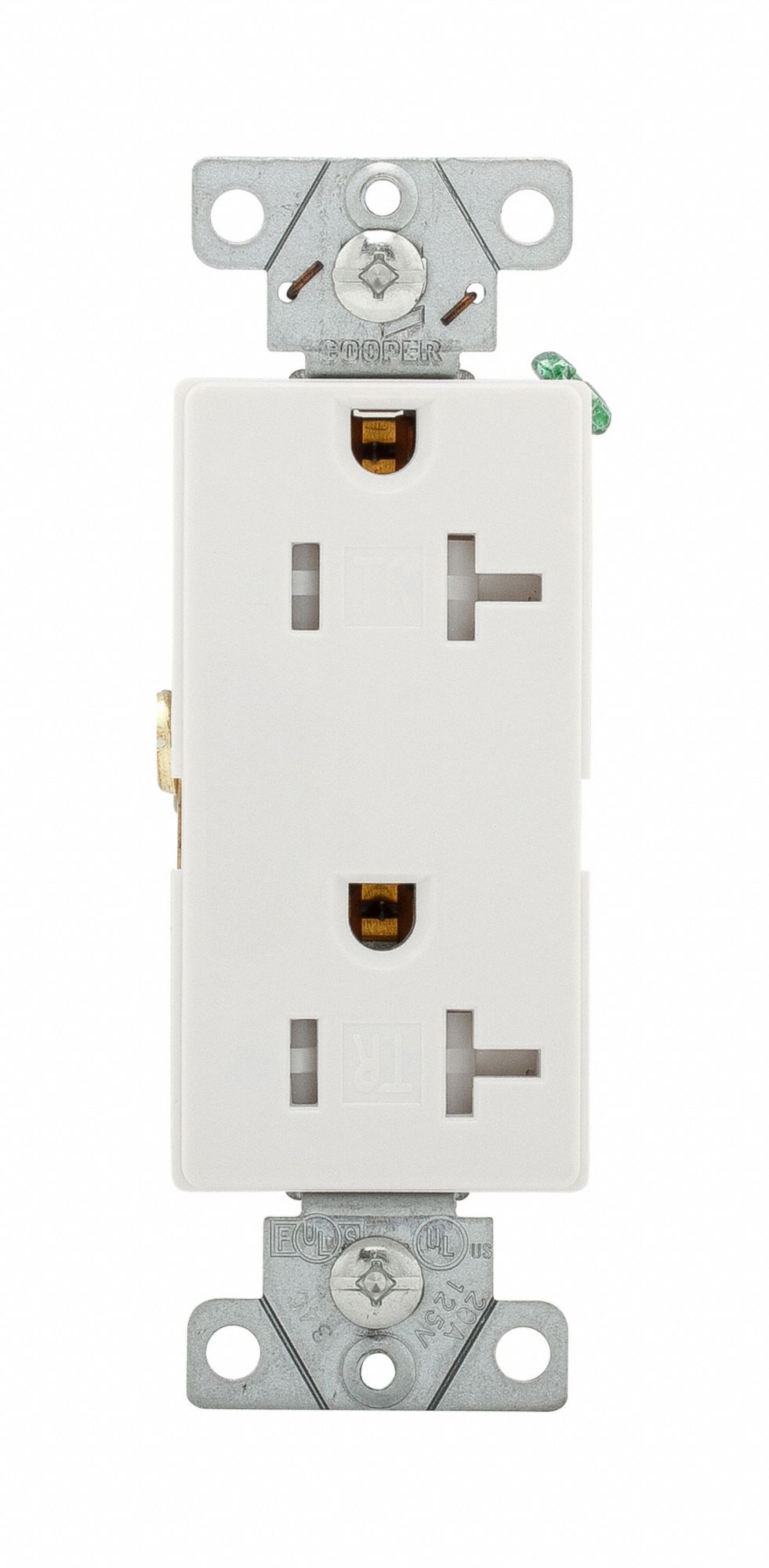 RECEPTACLE, 125 V AC, 1 1/3 IN D, WHITE HOUSING, 2 POLES, 10 AWG