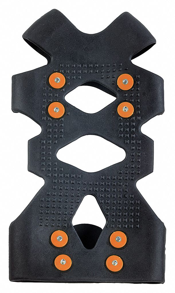 UNISEX ICE CLEATS, SZ 11 TO 15, RUBBER/STEEL TRACTION, BLK, FOR ASPHALT/CONCRETE/SNOW