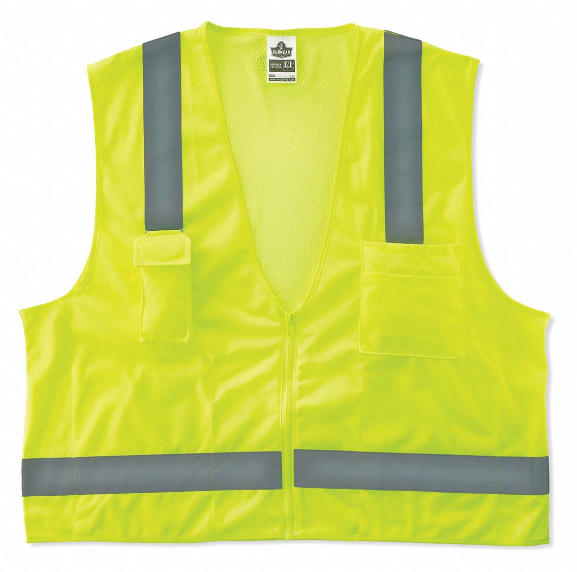 VEST, LIME, ANSI COMPLIANT, SINGLE RADIO MIC TAB