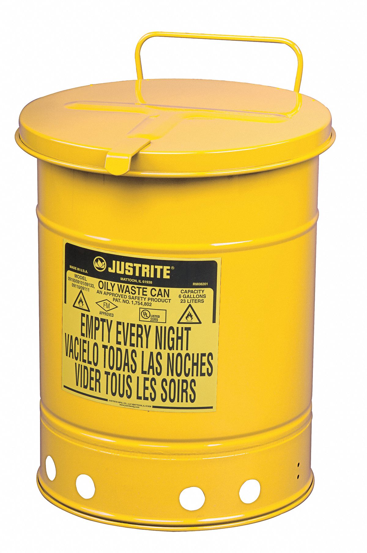 K8550 Oily Waste Can 21 gal Steel Yellow