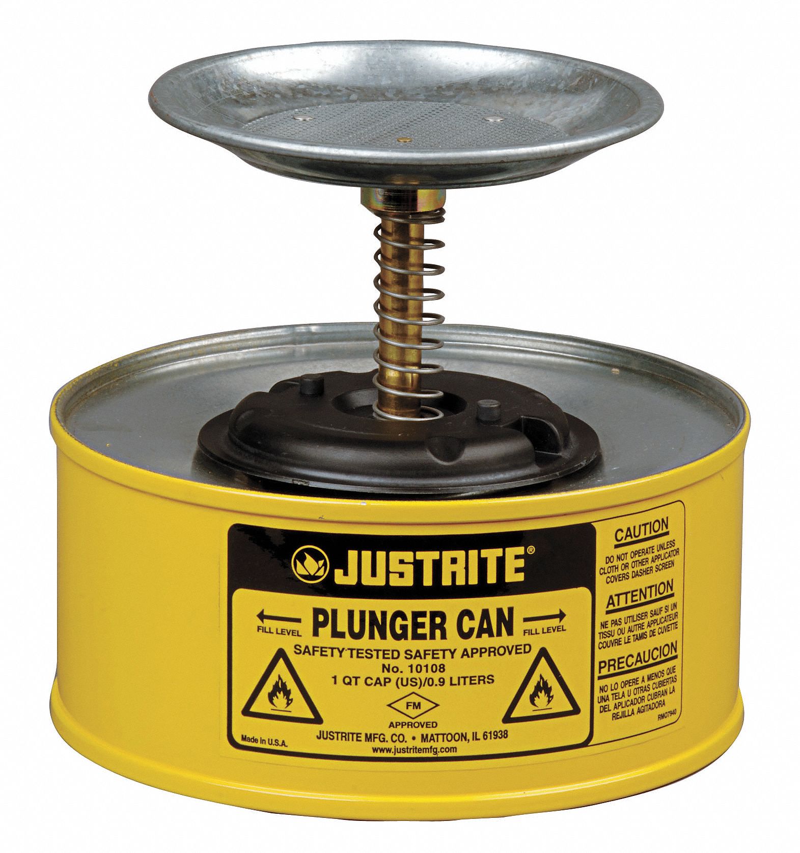 PLUNGER CAN, ¼-GALLON CAPACITY, YELLOW, STEEL BRASS, POWDER COATED