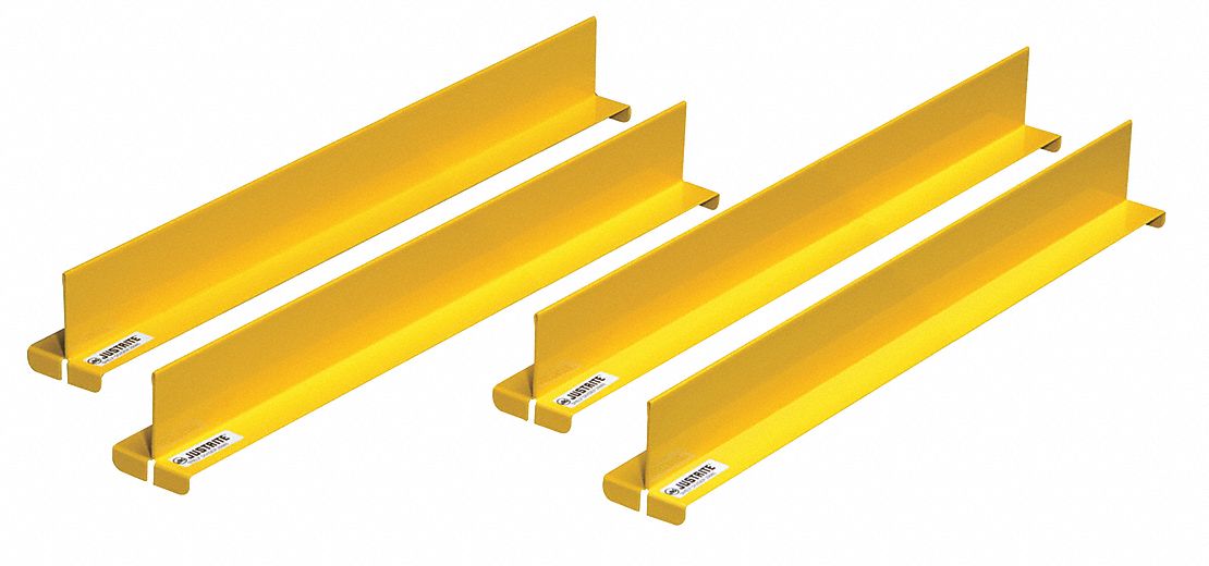 SHELF DIVIDER SET, CABINETS WITH 18 IN DEEP SHELVES, 22 GALLON, 2X18⅛ IN, YELLOW, STEEL, 4 PK
