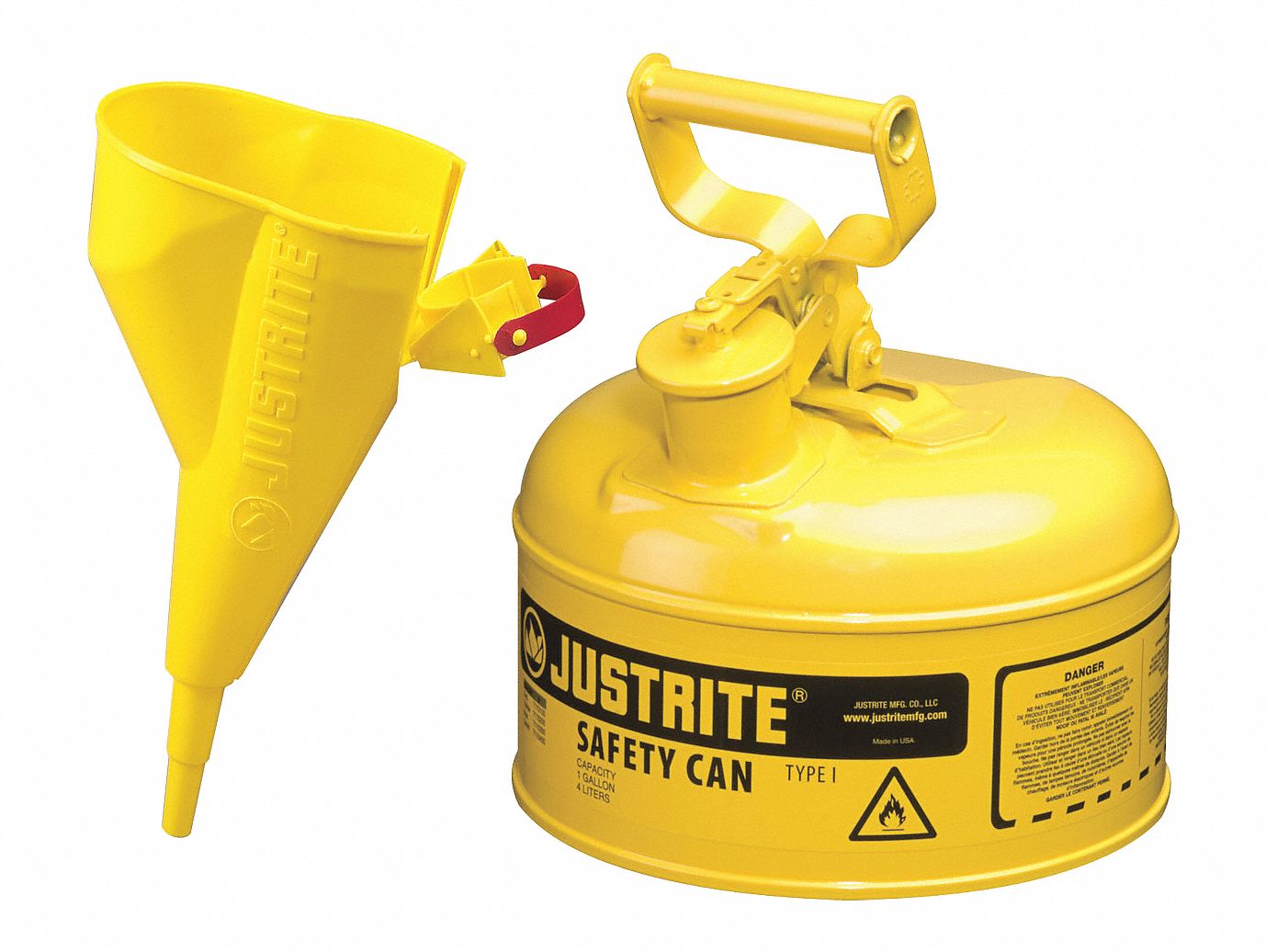 Type I Safety Can: For Use With Diesel, 1 gal Capacity, Includes Funnel, Yellow