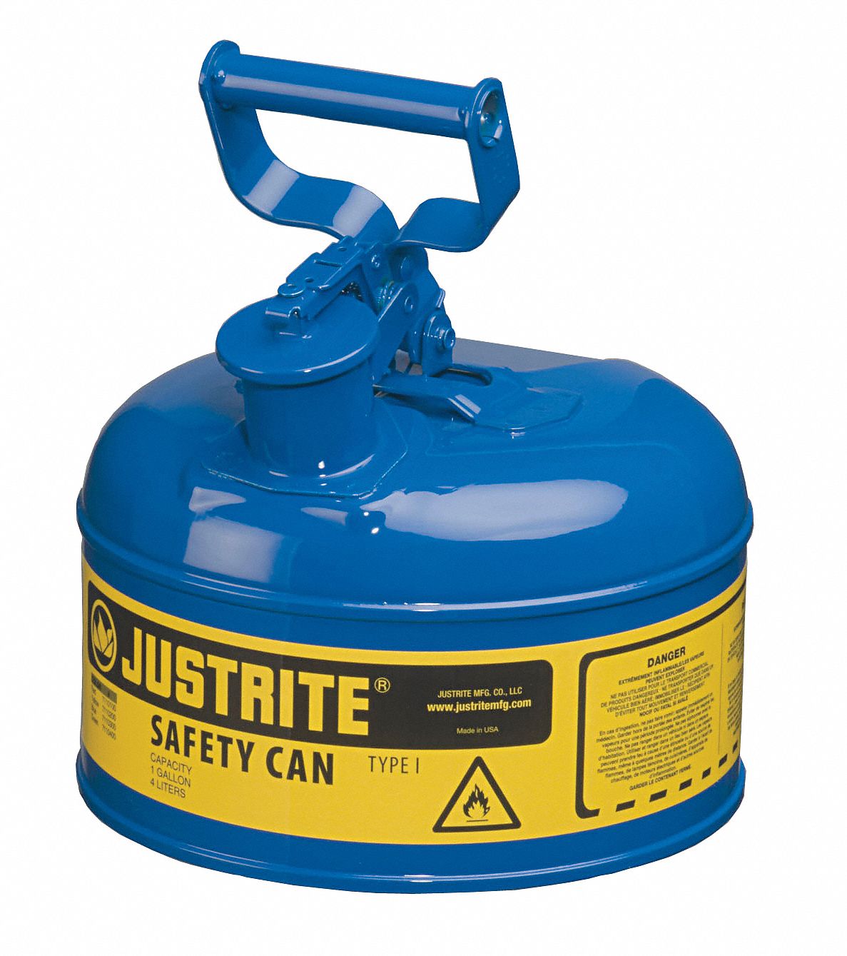 Type I Safety Can: For Use With Kerosene, 1 gal Capacity, Powder Coated Steel, Blue