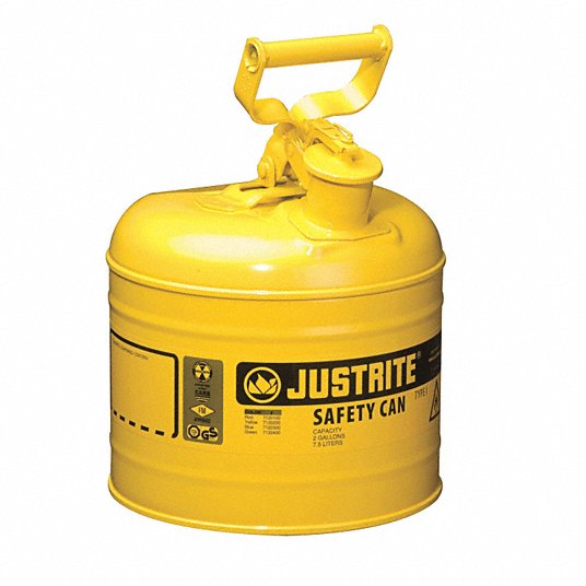 Galvanized Steel Type I Yellow Safety Can Justrite 7120200 2 Gallon 