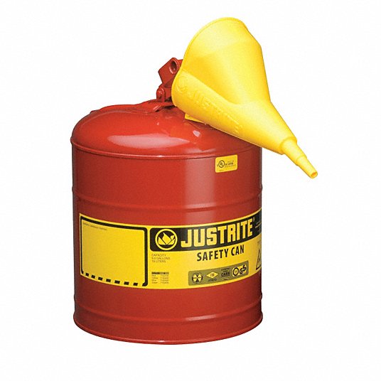 Justrite 7150110 5 Gal Red Galvanized Steel Type I Safety Can For Flammables 