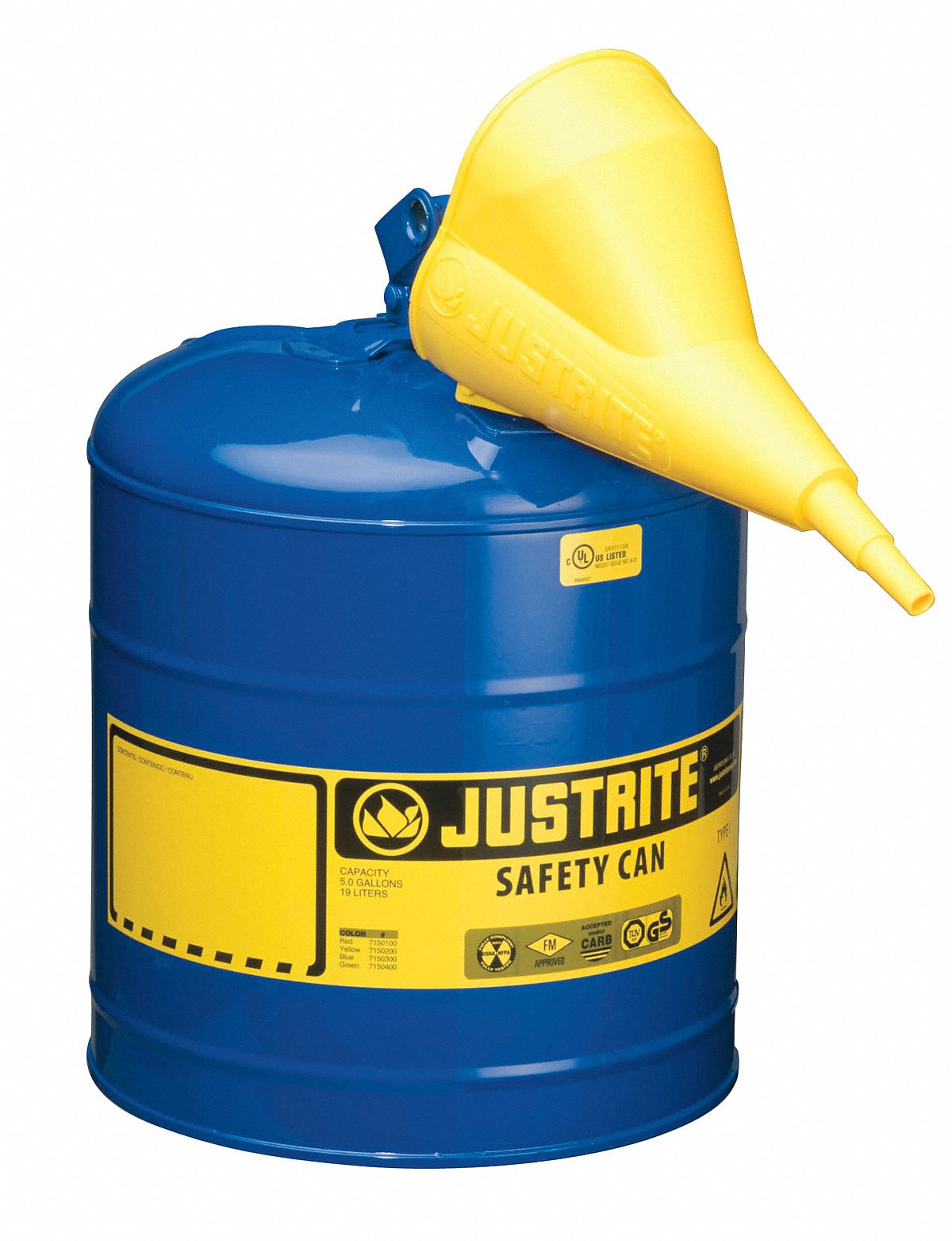 JUSTRITE, For Use With Kerosene, 5 gal Capacity, Type I Safety Can