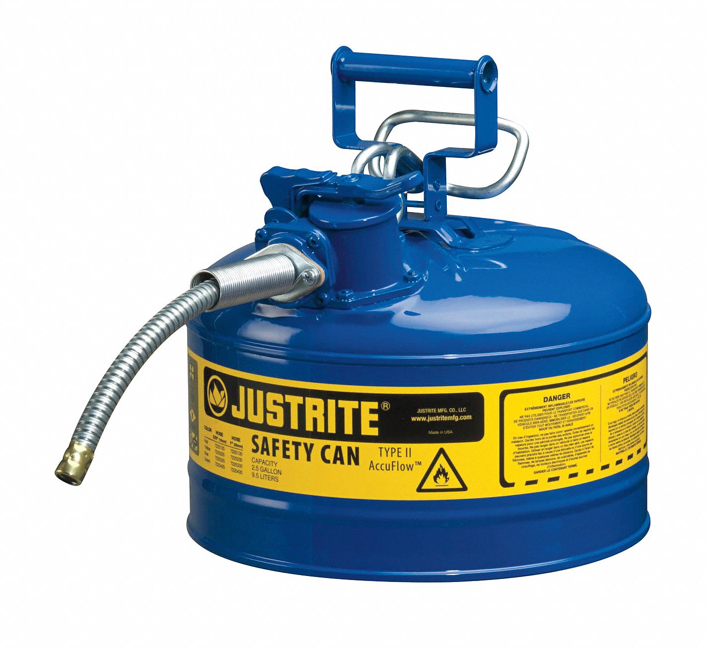 JUSTRITE, For Use With Kerosene, 2 1/2 gal Capacity, Type II Safety Can