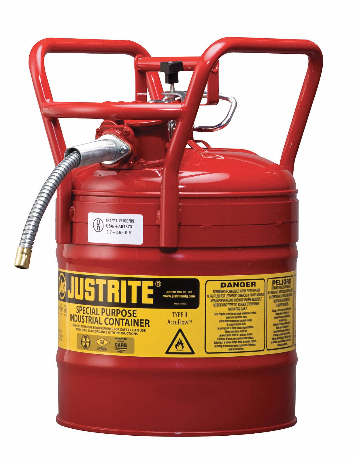 JUSTRITE, DOTApproved, For Use With Flammables, Type II Safety Can
