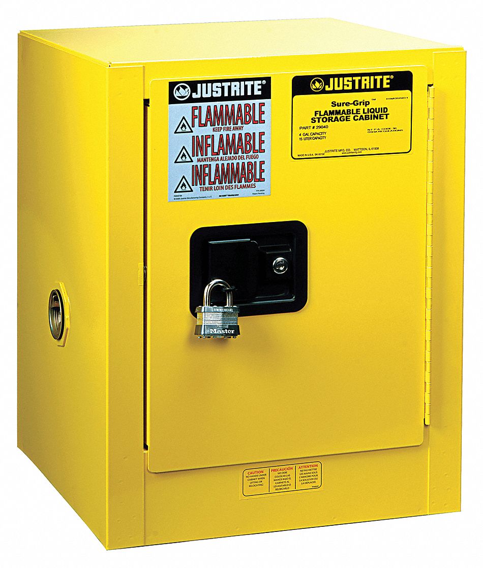 Flammable Safety Cabinet, 4 Gal., Yellow