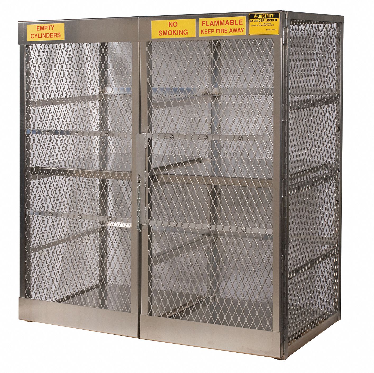 LIQUID PROPANE GAS CYLINDER CABINET, 16 VERTICAL CYLINDERS, 60X32X65 IN, ALUMINUM