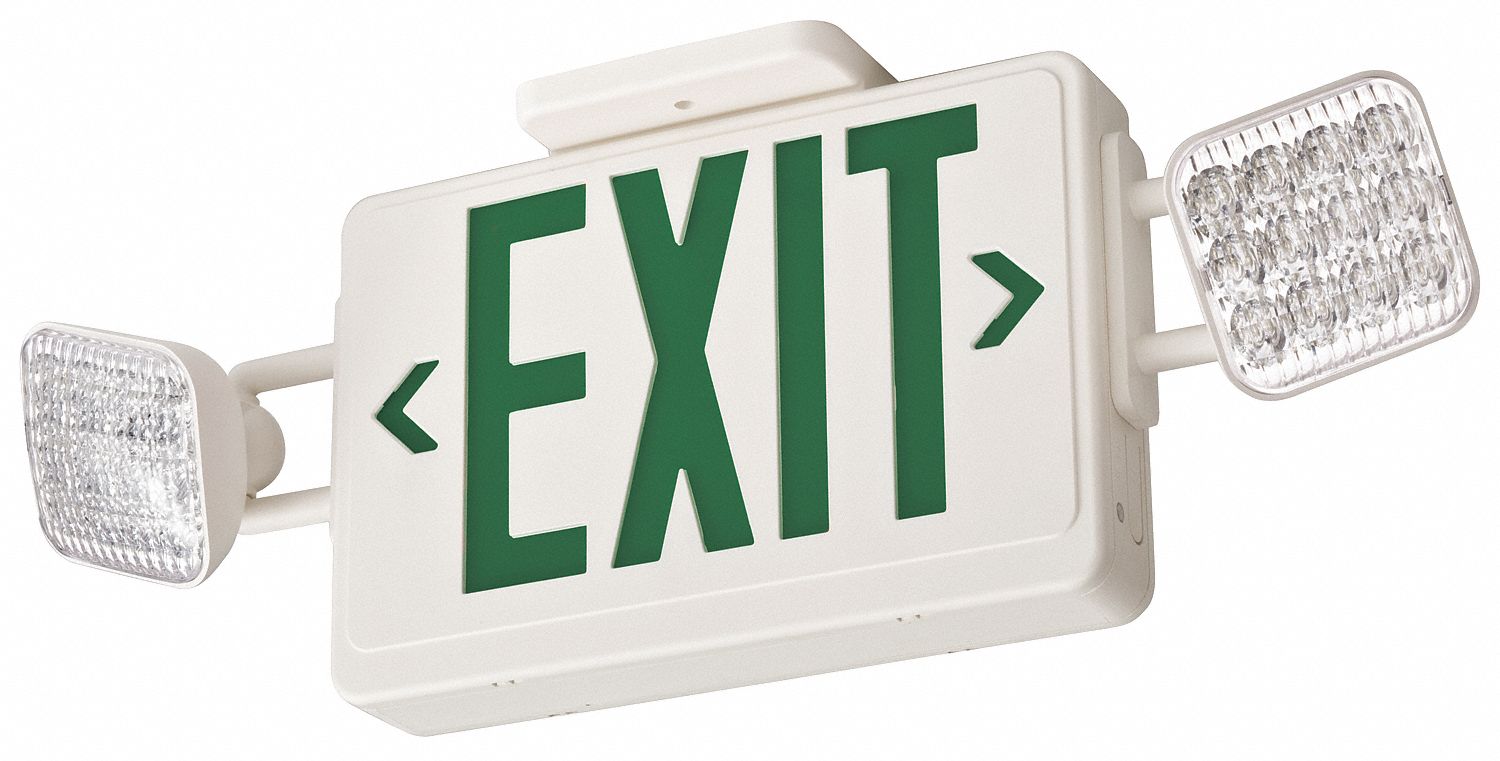 White, 1 or 2 Faces, Exit Sign with Emergency Lights 13M590ECG LED