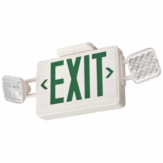 LITHONIA LIGHTING Exit Sign w/Emergency Lights, 3.2W, Grn 13M592ECG