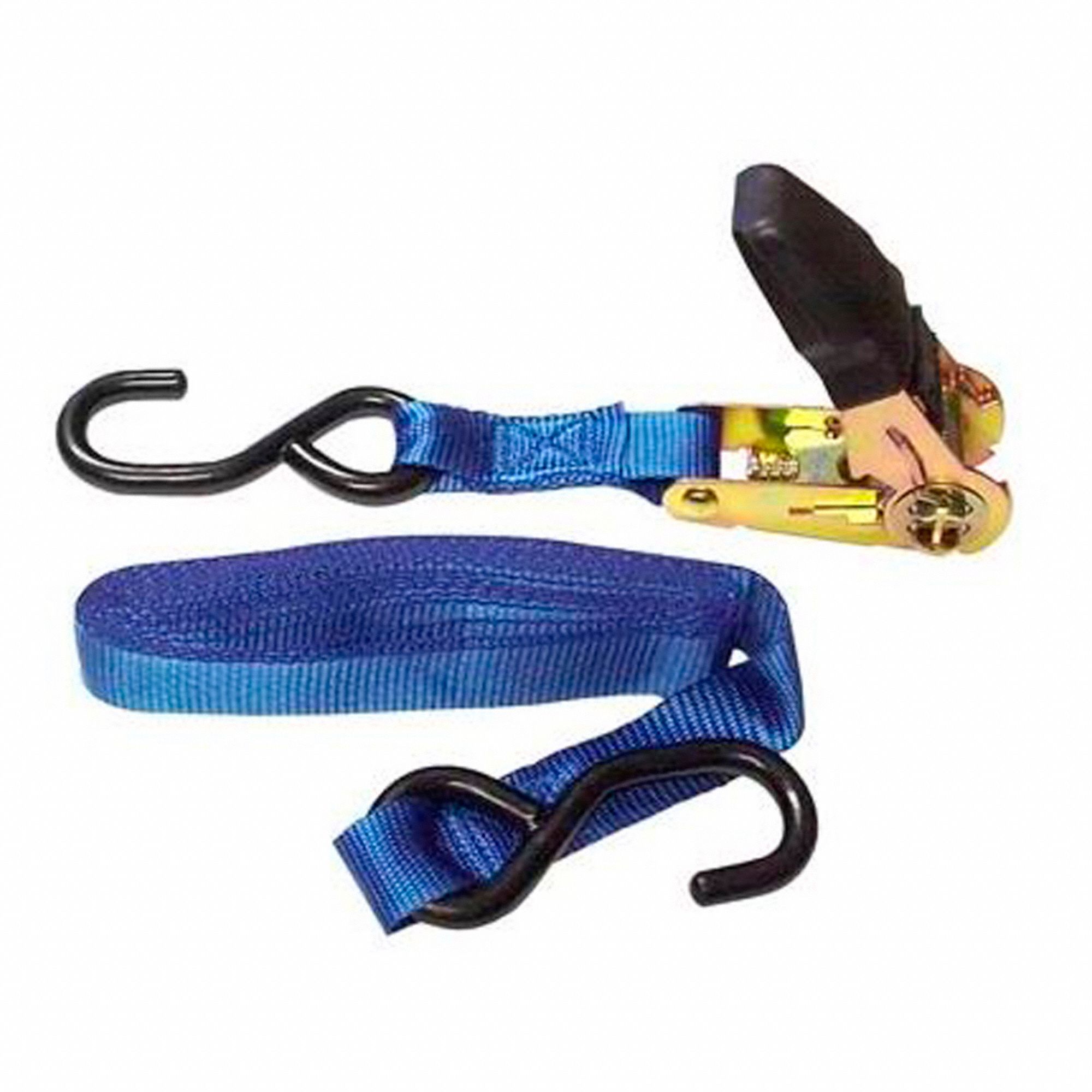RATCHET STRAP, BLUE, 1 IN W X 6 FT L, 400 LB LOAD LIMIT, S-HOOK END TYPE, 90-DAY WARRANTY