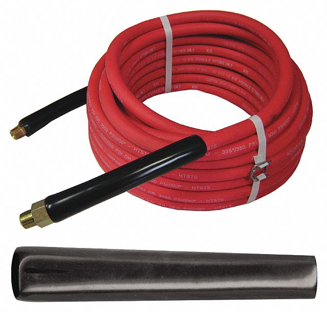 HOSE ASSEMBLY, -15 °  F TO 150 °  F, PVC, 50 FT L, RED, 300 PSI AT 70 F, 13/16 IN OD, ½ IN ID, ⅜ IN HOSE FITTINGS