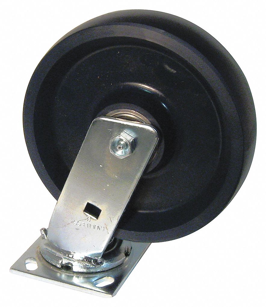 SWIVEL CASTER, 1050 LB CAPACITY, ROLLER BEARING, ROLLOCK BRAKE, 8 IN WHEEL, PUR/STEEL