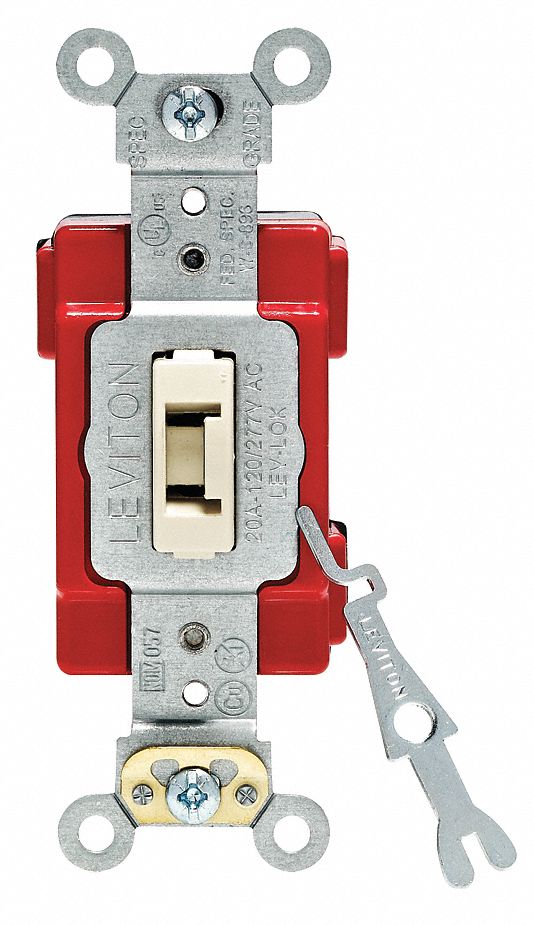 Wall Swtch,1-Pol,120/277V,20A,Ivr,Lockng - Grainger
