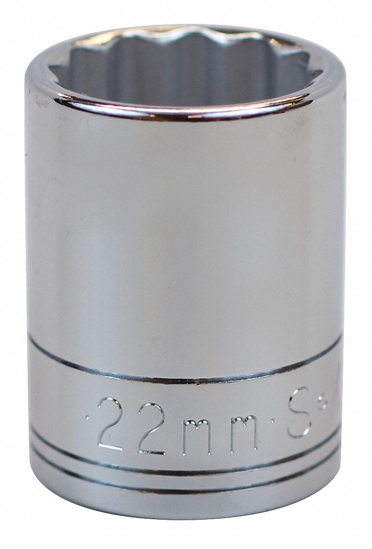 SOCKET,1/2 IN. DR,22MM,12 PT.