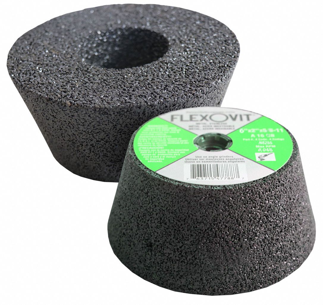 RESIN CUPSTONE, 16 GRIT, 6048 RPM, 6 X 2 IN X 5/8"-11, ALUMINUM OXIDE