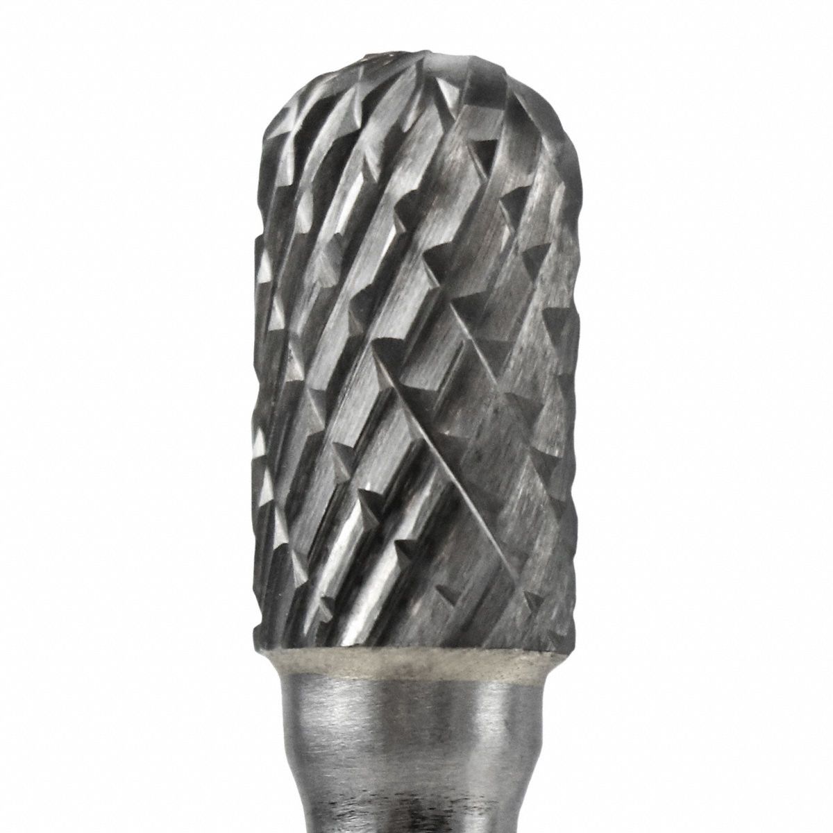 CARBIDE BURR, SC-3,DOUBLE CUT,CHISEL TOOTH, GRINDING,3/8 X 3/4 X 3-1/2 IN BALL NOSE CYLINDER