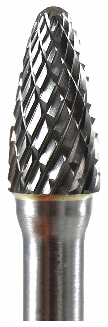 CARBIDE BURR, ROUND NOSE, GRINDING, SF-5-6, 1/2 X 1 X 1/4 IN SHANK