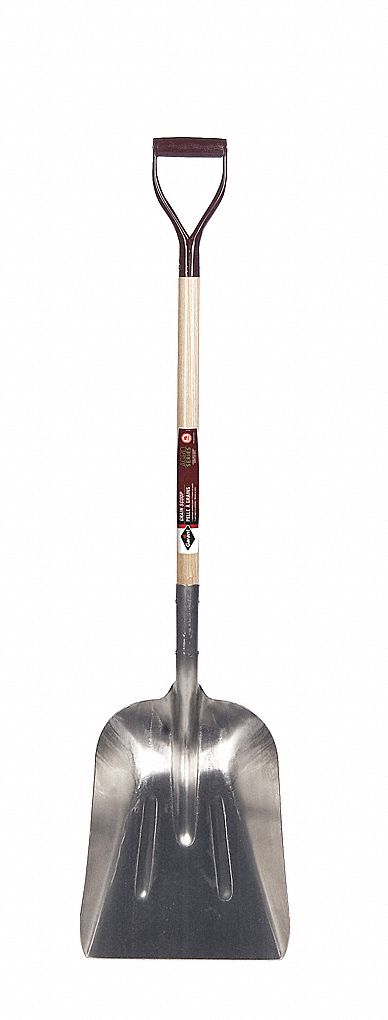 GRAIN SCOOP, D GRIP, SZ 8, HANDLE 34-3/4 IN, BLADE 13 X 8 IN, ASH/ALUMINUM