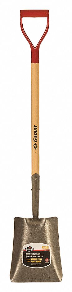 SHOVEL, SQUARE POINT, D-GRIP, 47-1/2 X 9-1/2 IN, STEEL/WOOD