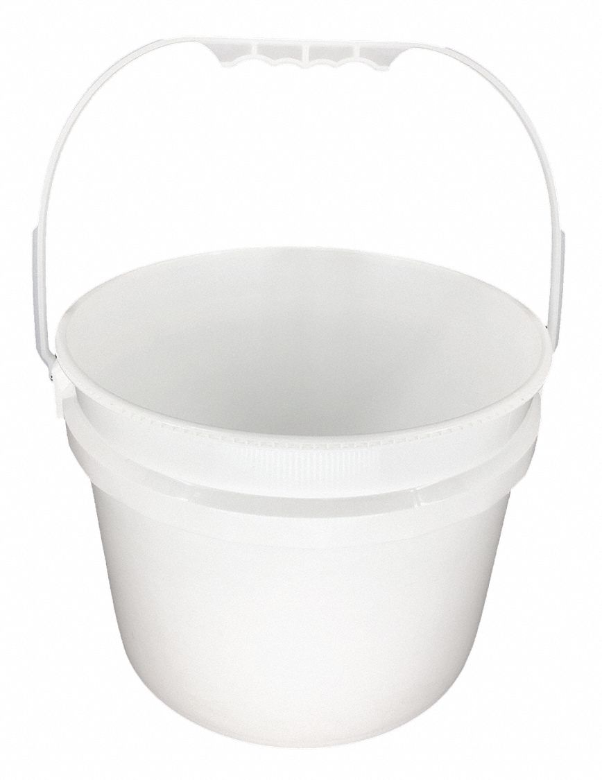 PAIL, FOR FOOD PRODUCTS, ROUND, LD CAP 2.5 GAL, WHITE, 8.93 X 11 7/8 IN, HDPE/PLASTIC