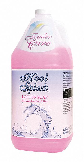 KOOL SPLASH LOTION SOAP, FOR HANDS/FACE/BODY/HAIR, TENDER CARE, HONEY CHERRY, PINK, 4 L