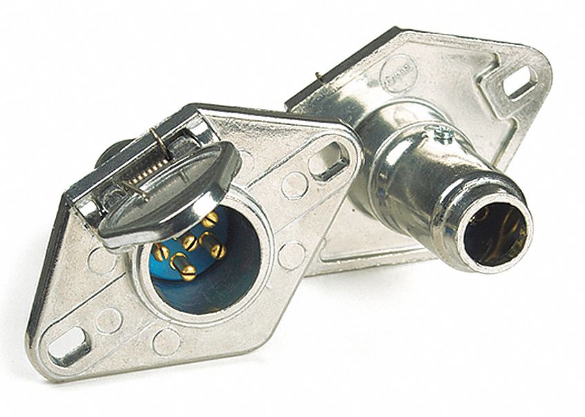 SPLIT-PIN SOCKET W ENCLOSED TERMINAL, 6-POLE, 2, 1/2 IN MOUNTING HOLES, DIE-CAST ZINC