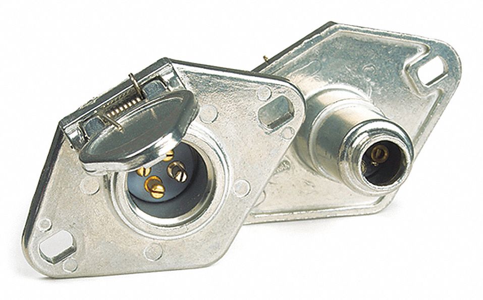 4-POLE SOCKET W ENCLOSED TERMINALS, SPLIT-PIN, 2, 1/4 IN MOUNTING HOLES, DIE-CAST ZINC HOUSING