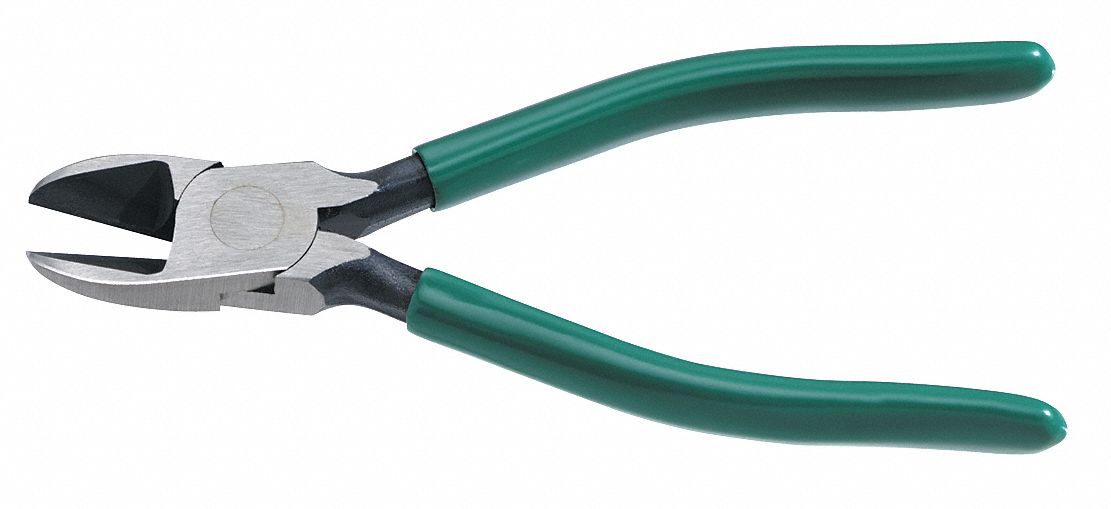 DIAGONAL CUTTING PLIER, FLUSH, STRAIGHT, 1 IN JAW L, 1/2 IN JAW W, 7 3/8 IN OVERALL L