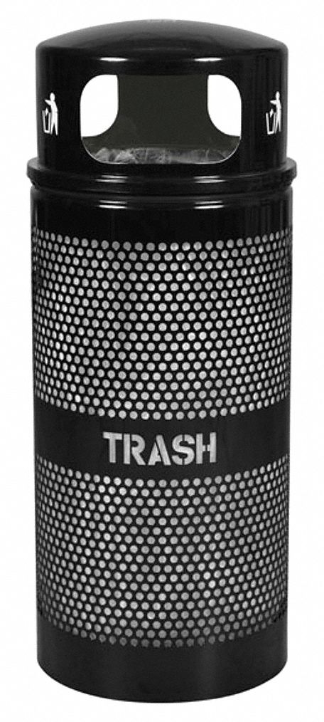 Alpine All-Weather 40-Gallon Outdoor Commercial Trash Can, With Lid, Silver