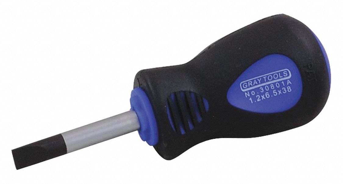 SCREWDRIVER SLOTTED STUBBY OAL 3-1/