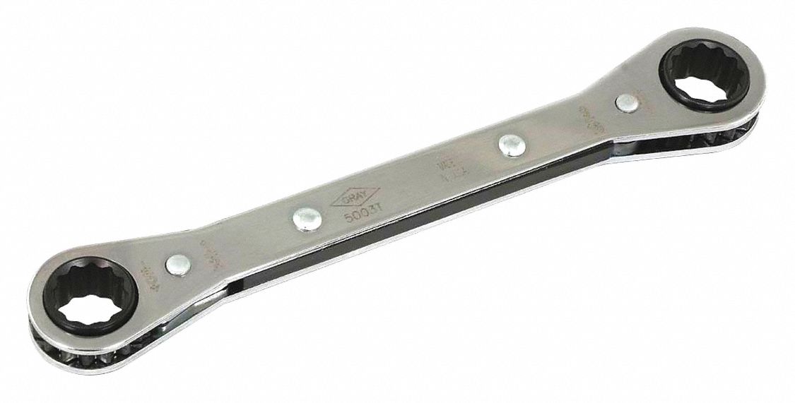 BOX END WRENCH, STEEL, SILVER 1-PIECE HANDLE, ½ IN, 9/16 IN HEAD, ½ IN HEAD THICKNESS, PLAIN GRIP, SAE, 6¾ IN L