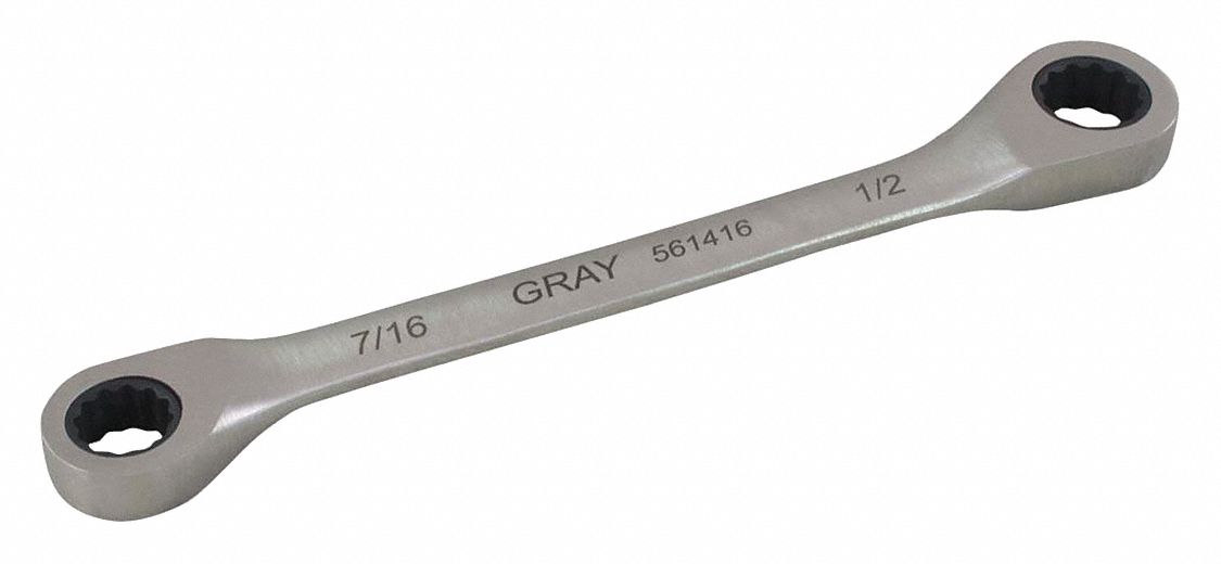 BOX END WRENCH, STEEL, SILVER 1-PIECE HANDLE, 5/16 IN, ⅜ IN HEAD, 25/64 IN HEAD THICKNESS, PLAIN GRIP, SAE, 5⅛ IN L