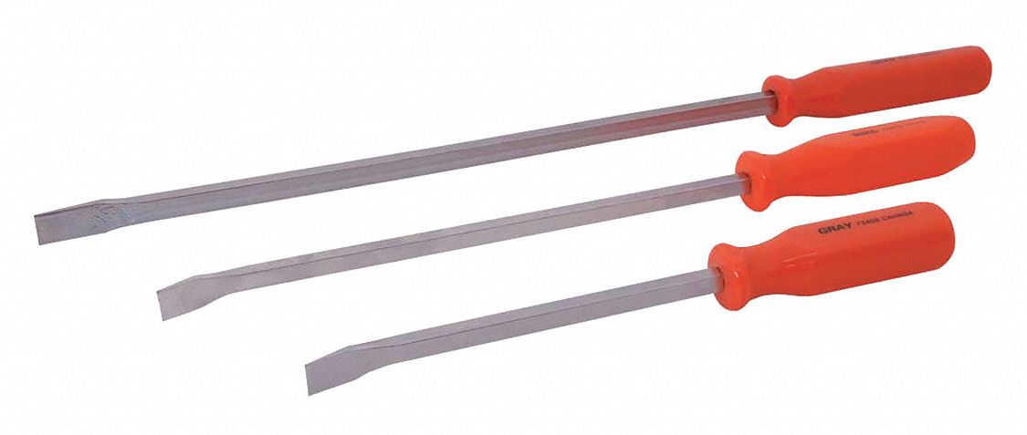 3 PIECE PRY BAR SET, FLORESCENT ORANGE, 13 IN/18 1/4 IN/24 1/4 IN, ALLOY STEEL/ACETATE