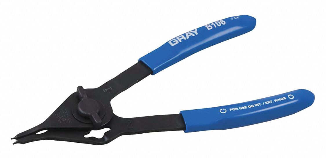 GRAY TOOLS RETAINING RING PLIERS, CONVERTIBLE, 90 ° , 6 IN, 0.047 IN TIP,  1.06-1.375 IN BORE DIA - Retaining and Lock Ring Pliers - GRTB137