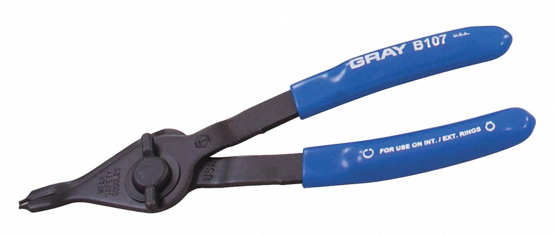 SNAP RING PLIERS, INTERNAL/EXTERNAL CONVERTIBLE, FIXED TIP, STRAIGHT, 6 IN, 0.047 DIA