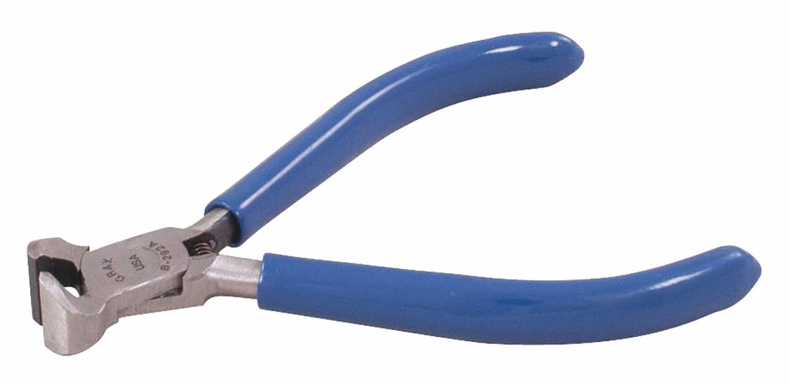 END CUTTING PLIERS, NIPPERS, 4 IN OVERALL LENGTH, JAW 1/4 X 2 3/4 X 1/2 IN