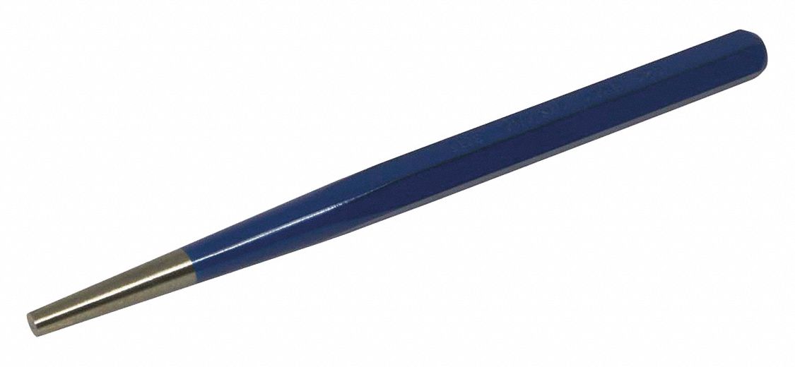 TAPER PUNCH, 3/16 IN TIP, METRIC, 6 3/16 IN L X ⅜ IN DIA, 0.17 LB WEIGHT