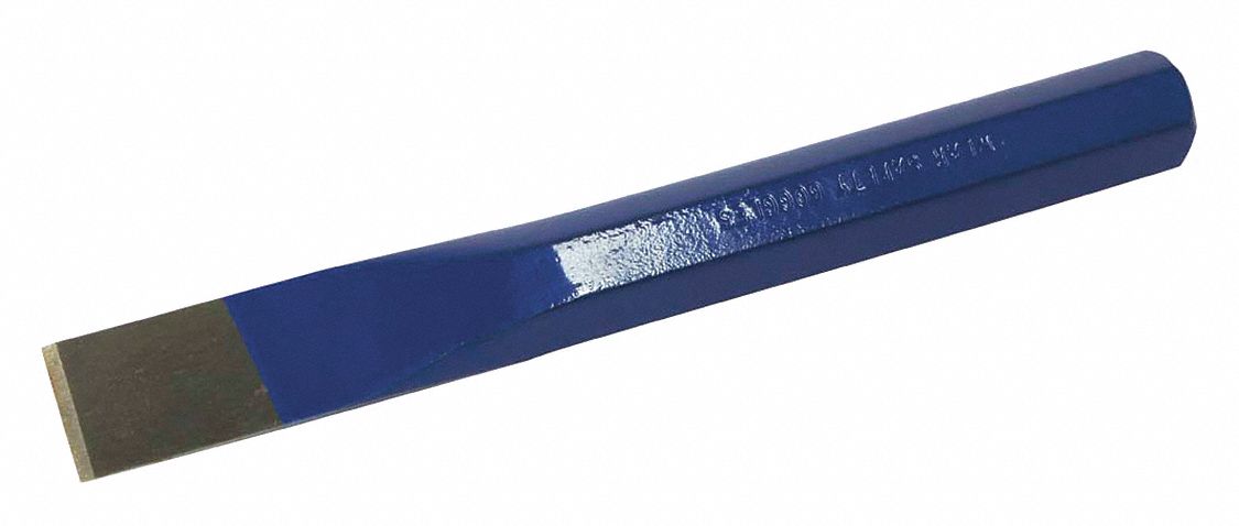 FLAT CHISEL, HEAT TREATED, HIGH POLISHED, BLUE SHANK, 7 1/2 X 7/8 IN