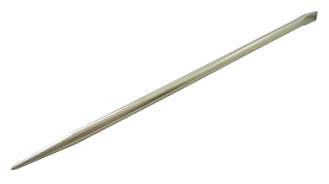 PINCH PRY BAR, ROUND SHANK 7/8 IN, 30 IN L, NICKEL FINISH