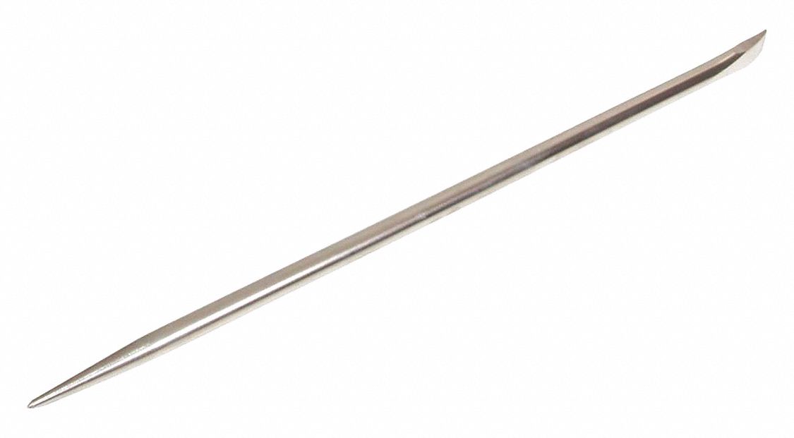 PINCH PRY BAR, ROUND SHANK 1 IN, 36 IN L, NICKEL FINISH