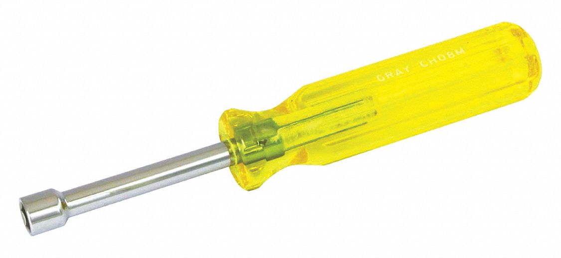 NUT DRIVER, 8 MM, HIGH-VISIBILITY, OIL/SOLVENT RESISTANT, AMBER, 6 3/4 X 1 X 1 IN, PLASTIC