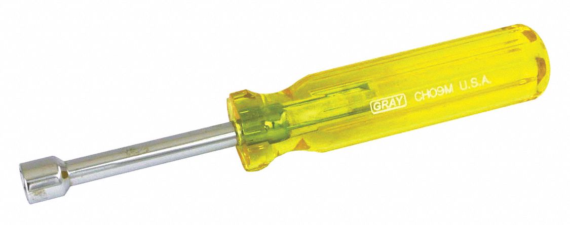 NUT DRIVER, 9 MM, HIGH-VISIBILITY, OIL/SOLVENT RESISTANT, AMBER, 6 3/4 X 1 X 1 IN, PLASTIC