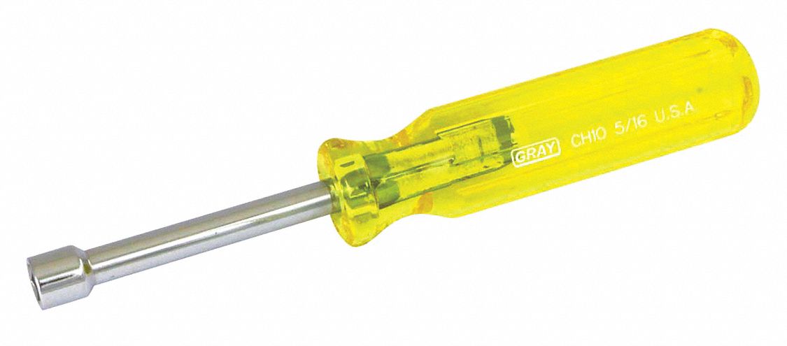 NUT DRIVER, 10MM, HIGH-VISIBILITY, OIL/SOLVENT RESISTANT, AMBER, 6 X 1 X 1 IN, PLASTIC