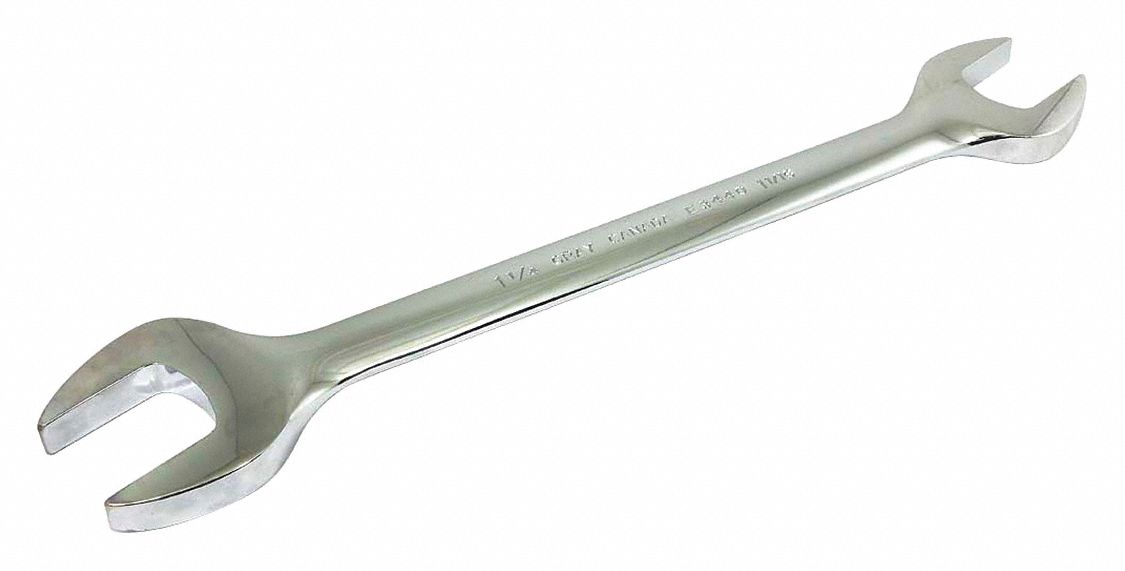 OPEN END WRENCH, STEEL, 1 1/16 IN, 1¼ IN HEAD, 7/16 IN HEAD THICKNESS, SAE, CHROME, 15 °  HEAD OFFSET, 2½ IN L