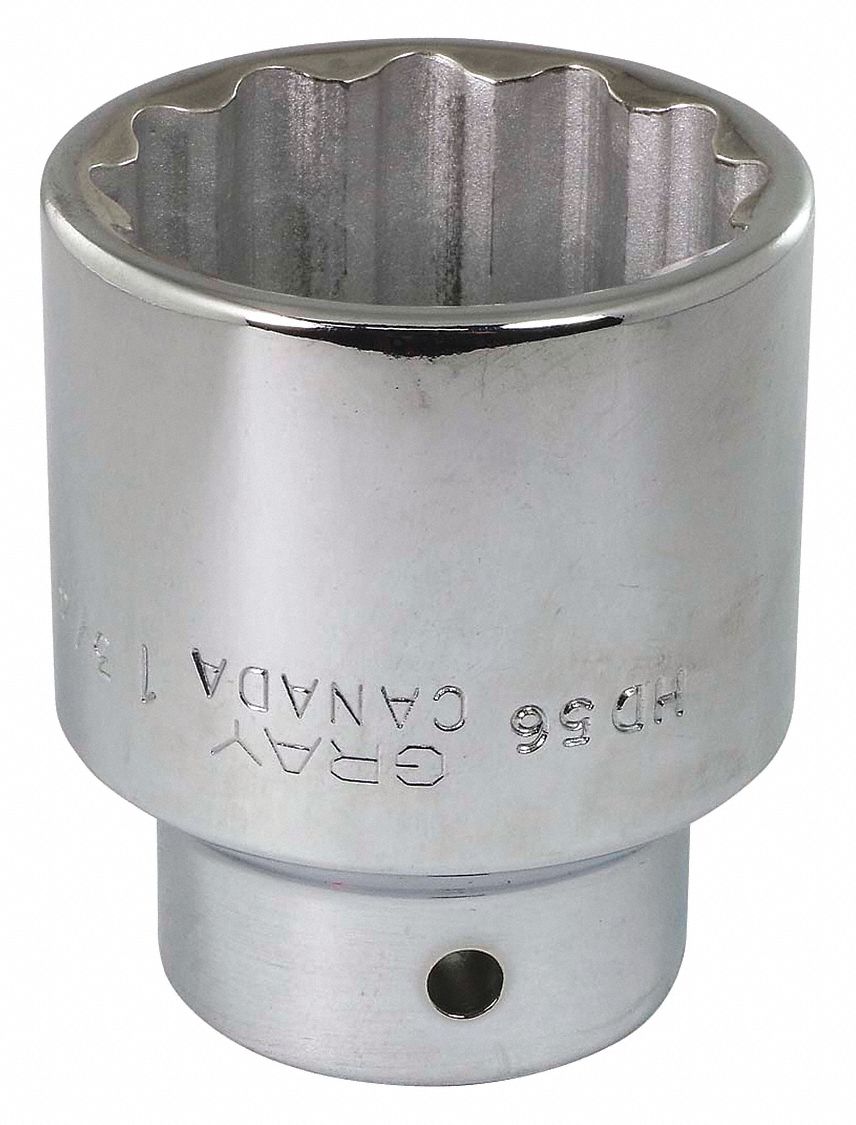 SOCKET, SQUARE, 6 PT, REG-2 HEAD, MIRROR FINISH, 1 3/4 X 3/4 IN DR, CHROME